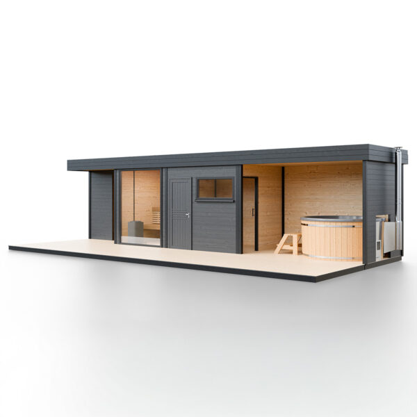 Modulární dřevěná sauna modern kube profi na míru 1