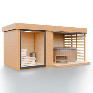 Modulární dřevěná sauna modern kube profi na míru 14