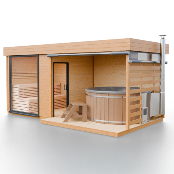 Modulární dřevěná sauna modern kube profi na míru 15