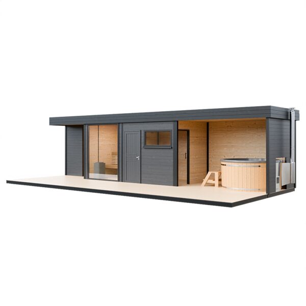 Modulární dřevěná sauna modern kube profi na míru