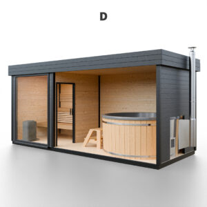 Modulární dřevěná sauna modern kube profi na míru 8