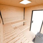 Modulární dřevěná sauna modern kube profi na míru 9