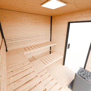 Modulární dřevěná sauna modern kube profi na míru 9
