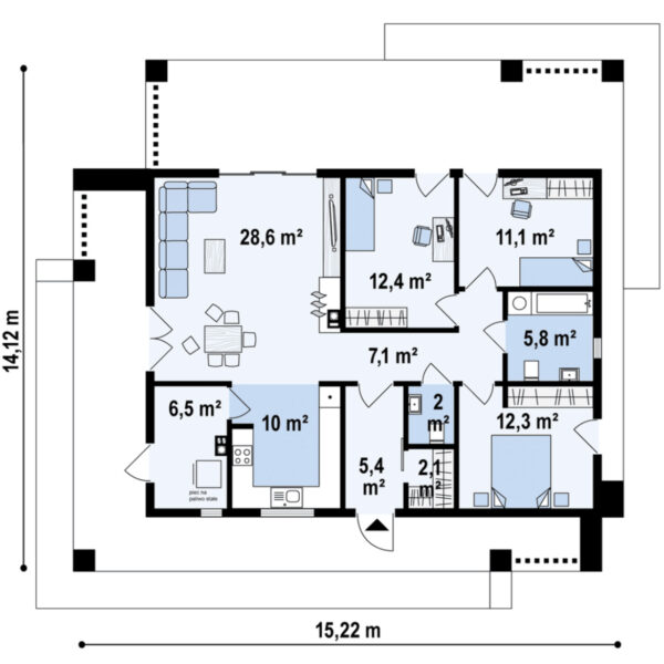 Nízkoenergetický dům modern 76d 6