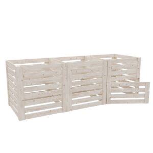 Tříkomorový dřevěný kompostér koncept 300x100 cm