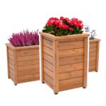 Vysoké dřevěné květináče kombi