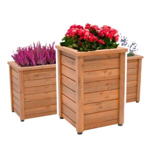 Vysoké dřevěné květináče kombi