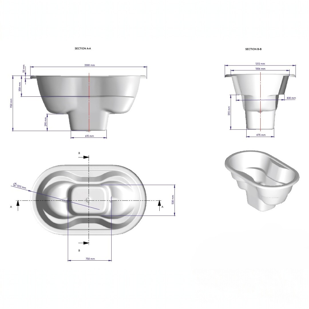 Ofuro - technic. rozměry