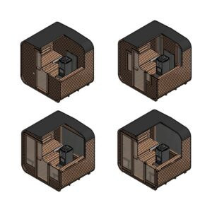 Dřevěná čtvercová sauna 2 m