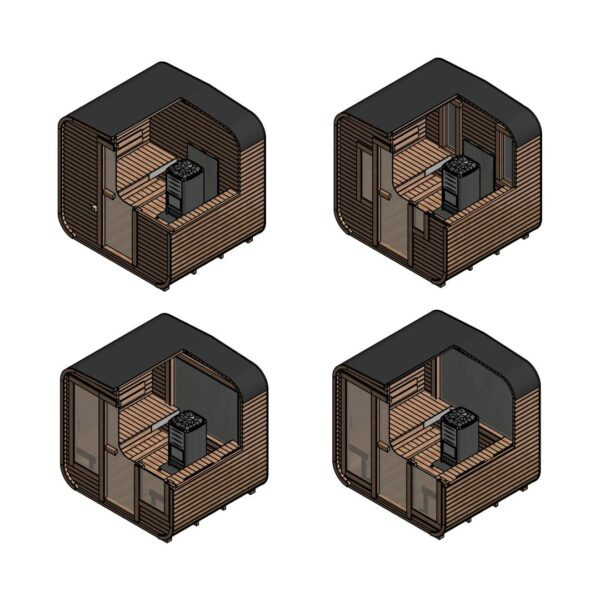 Dřevěná čtvercová sauna 2 m