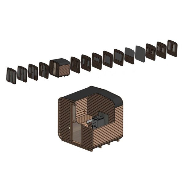 Dřevěná čtvercová sauna 2 m