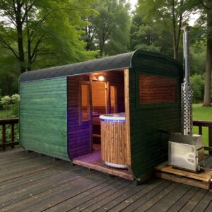 Dřevěná čtvercová sauna COMBI 4 m