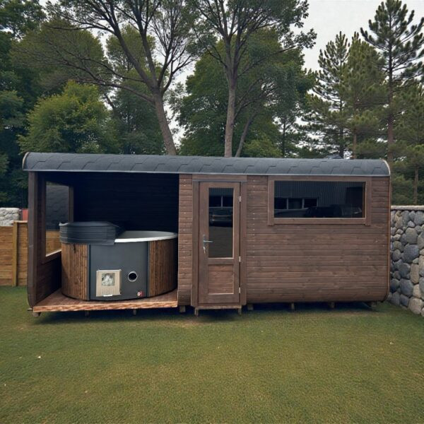 Dřevěná čtvercová sauna COMBI 5,4 m