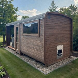 Dřevěná čtvercová sauna COMBI 5,4 m