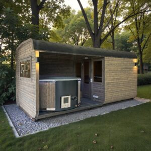 Dřevěná čtvercová sauna COMBI – 5 m