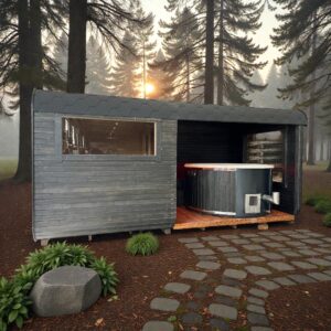 Dřevěná čtvercová sauna COMBI – 5 m