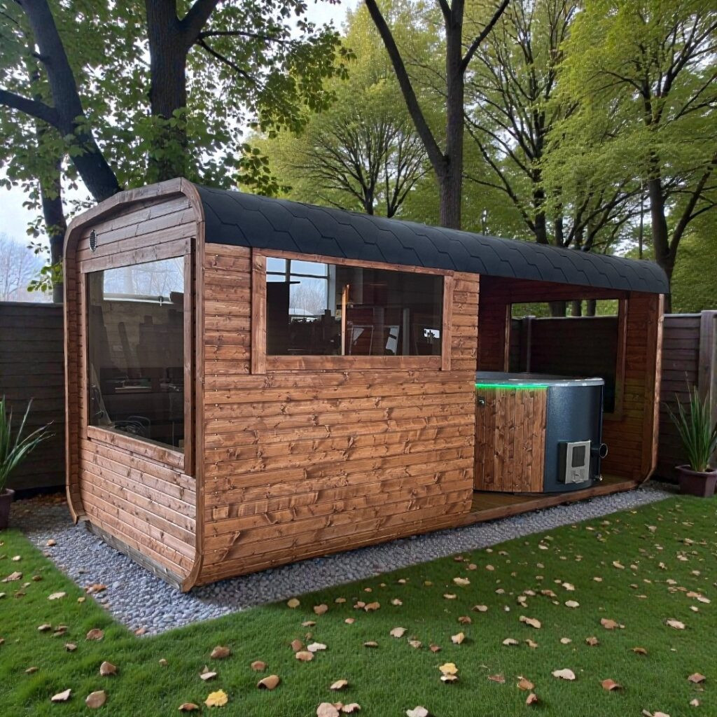 Dřevěná čtvercová sauna COMBI – 5 m