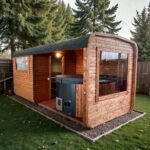 Dřevěná čtvercová sauna COMBI – 5 m