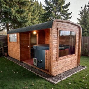 Dřevěná čtvercová sauna COMBI – 5 m
