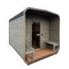 Dřevěná čtvercová sauna s terasou 3 m