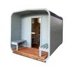 Dřevěná čtvercová sauna s terasou 3 m