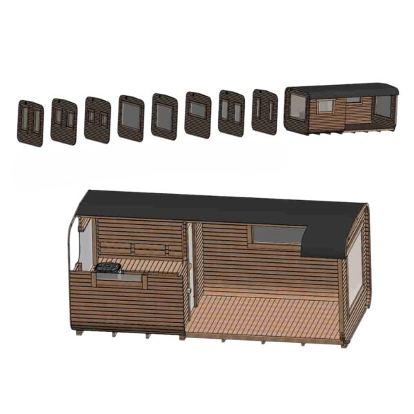 Dřevěná sauna 5,4 XL BOX COMBI