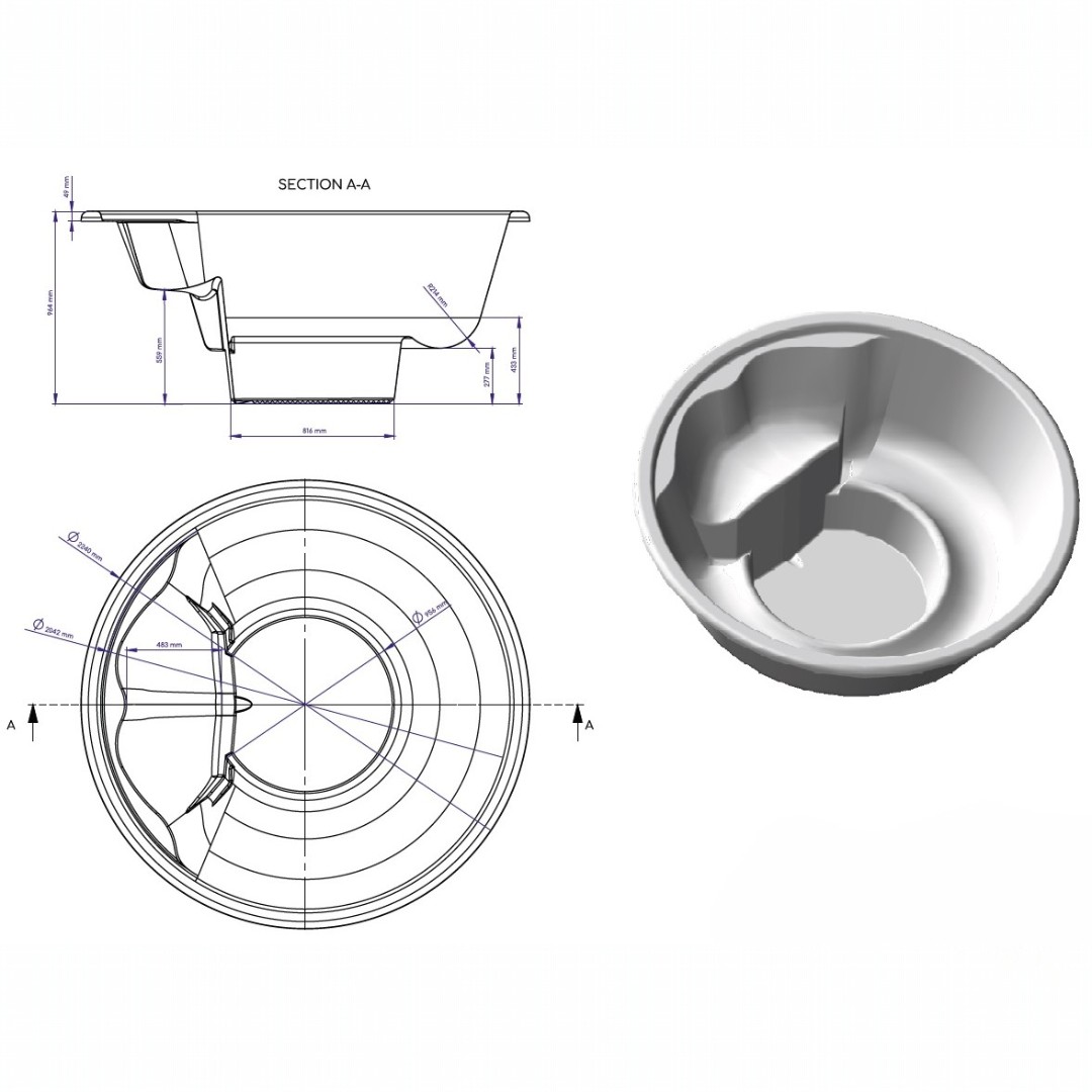 vířivka XL - tech. rozměry