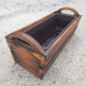 Dřevěný truhlík STATEK - 85x23x18 cm - opalovaný kaštan - VÝPRODEJ