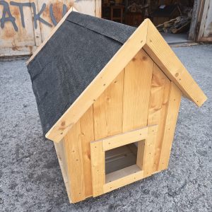 Dřevěná bouda pro psy/kočky - 65x47x70 cm - PŘÍRODNÍ - VÝPRODEJ