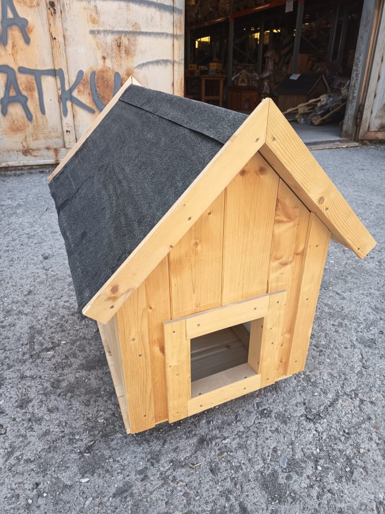 Dřevěná bouda pro psy/kočky - 65x47x70 cm - PŘÍRODNÍ - VÝPRODEJ