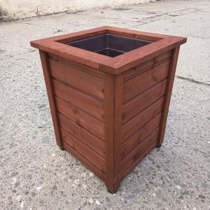 Dřevěný vysoký květináč KVADRANT KOMBI - teak - 45x45x55 cm - VÝPRODEJ