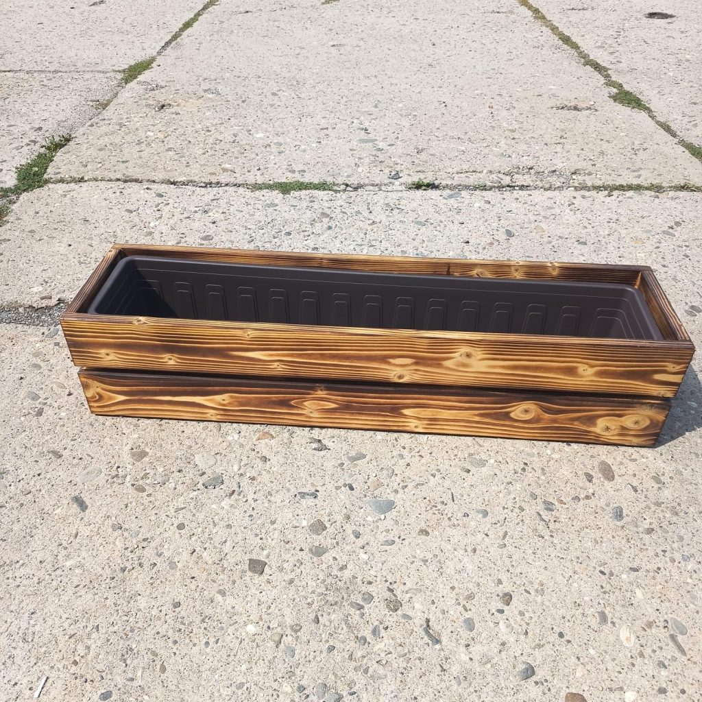 Dřevěný truhlík ROVNÝ 85x20x16cm - opalovaný - VÝPRODEJ